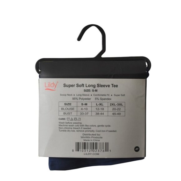 Lildy Long Sleeve Scoop Neck Tee Womens S M Super Soft Blue - Picture 4 of 5